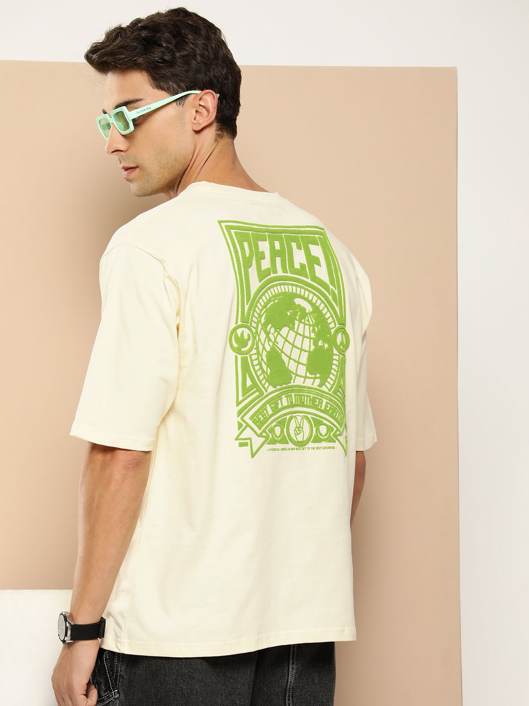 Difference of Opinion Men Graphic Printed Embossed Oversized T-shirt