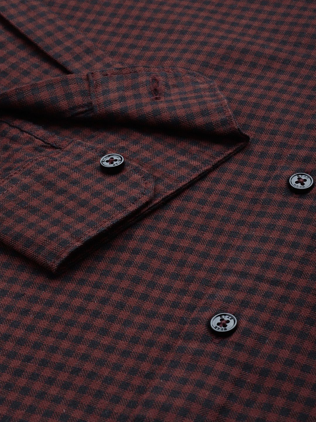 THE BEAR HOUSE Slim Fit Gingham Checks Opaque Casual Shirt