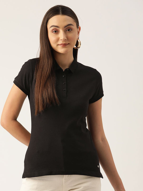 Monte Carlo Women Polo Collar Pure Cotton T-shirt