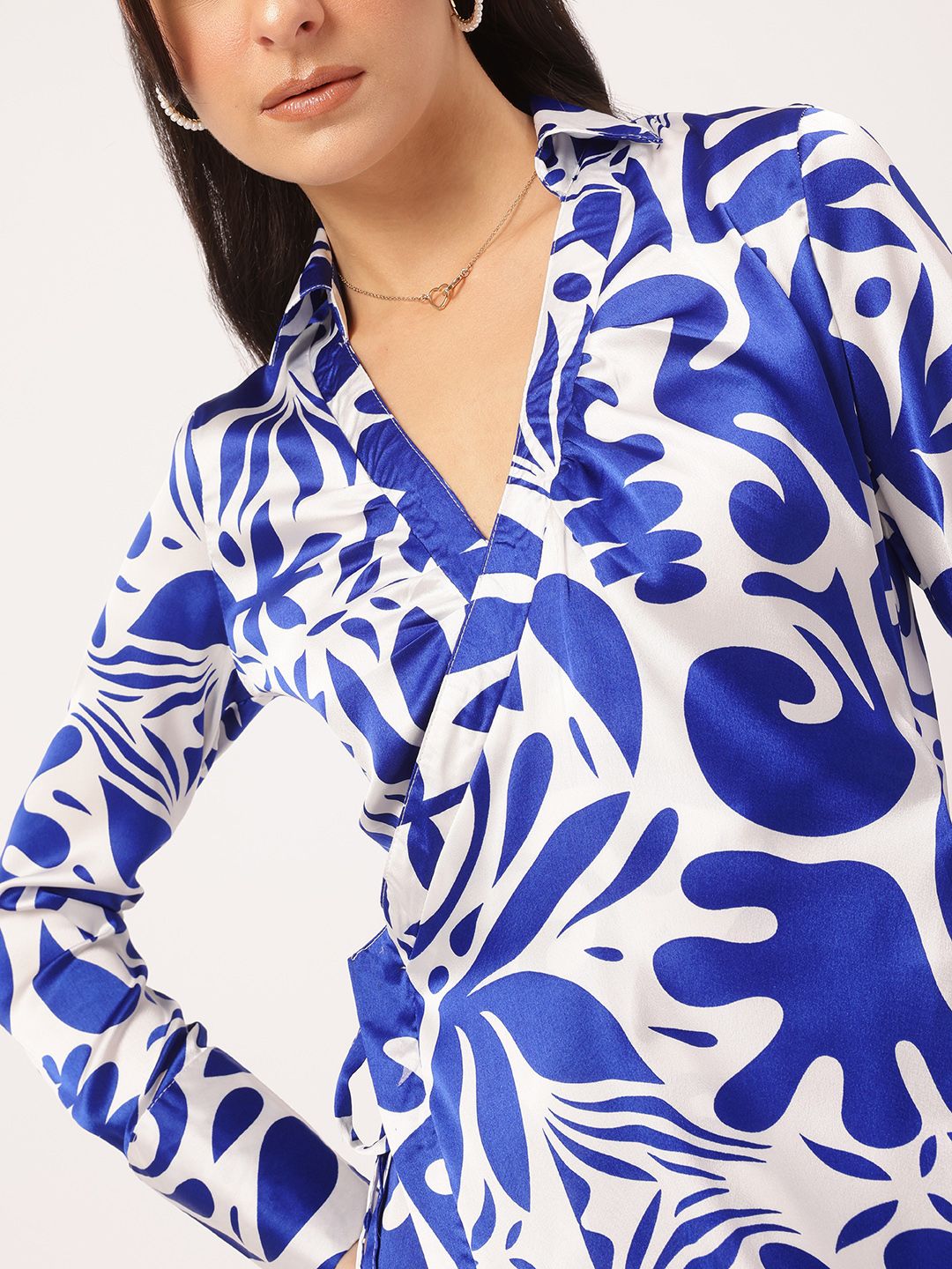 DressBerry Satin-Swagger Floral Printed Wrap Mini Dress