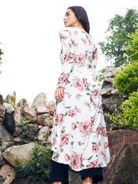 Berrylush White Floral Printed High-Low Longline Top
