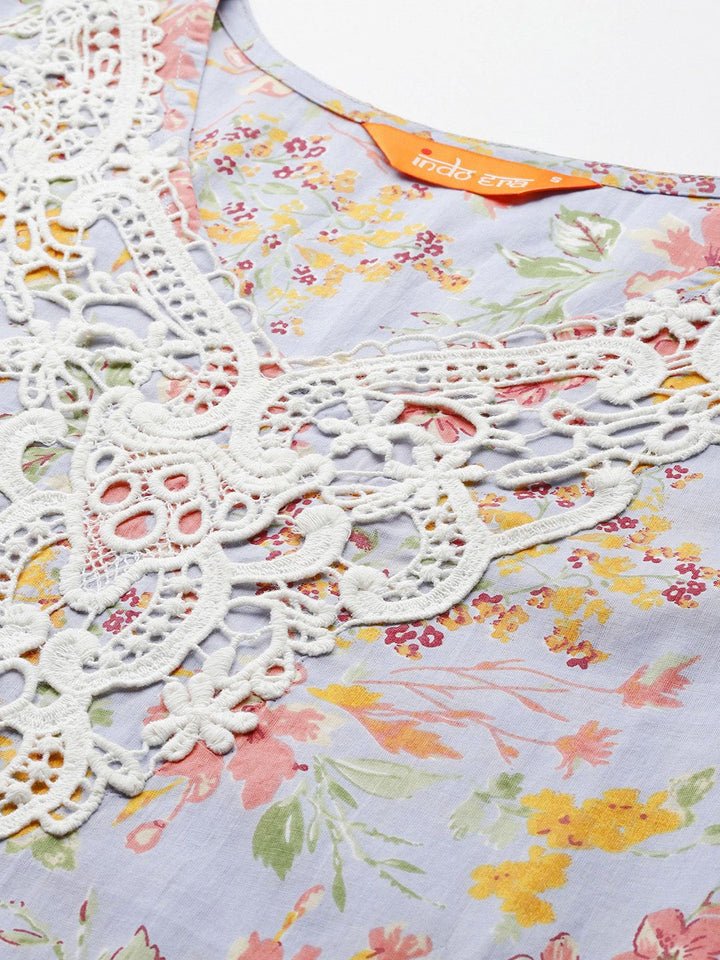 Indo Era Floral Printed Pure Cotton Kurta with Salwar & With Dupatta