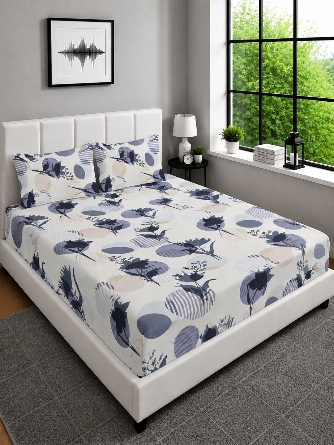 Moda Rapido X KLOTTHE Multicoloured Floral 300 TC King Bedsheet with 2 Pillow Covers