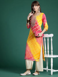 Indo Era Leheriya Embroidered Georgette Kurta