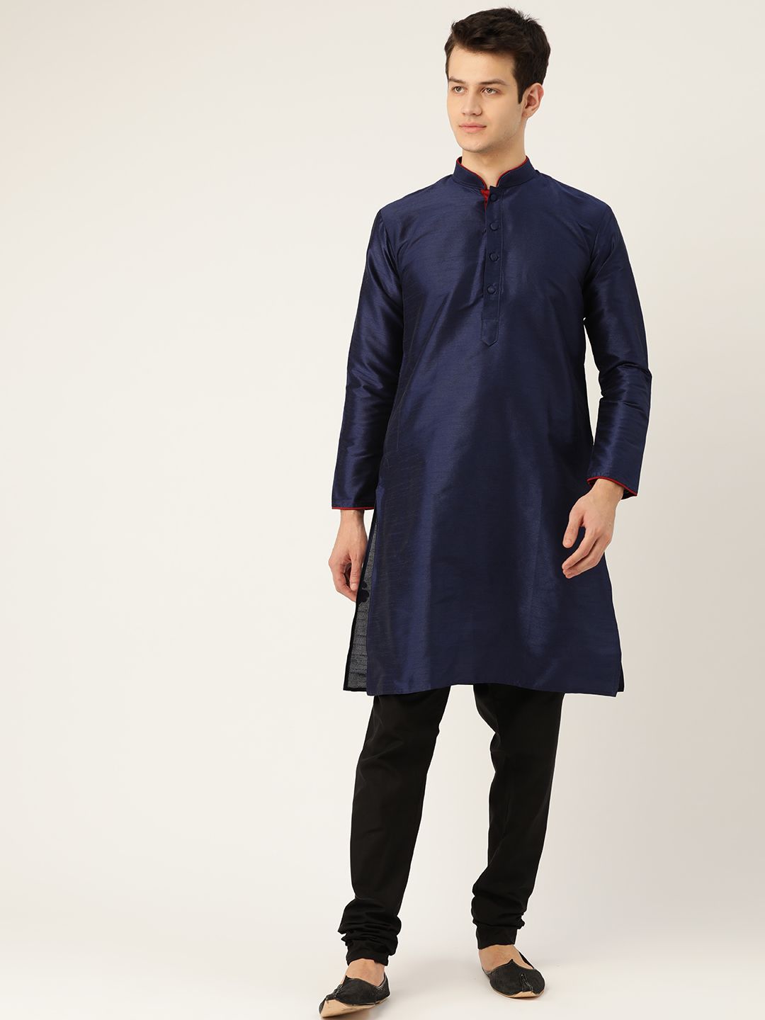 SOJANYA Lelaki Navy Blue Solid Kurta Lurus