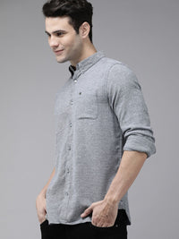 THE BEAR HOUSE Men Grey Slim Fit Casual Shirt