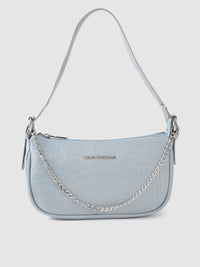 Lino Perros Blue Croc Textured Baguette Bag