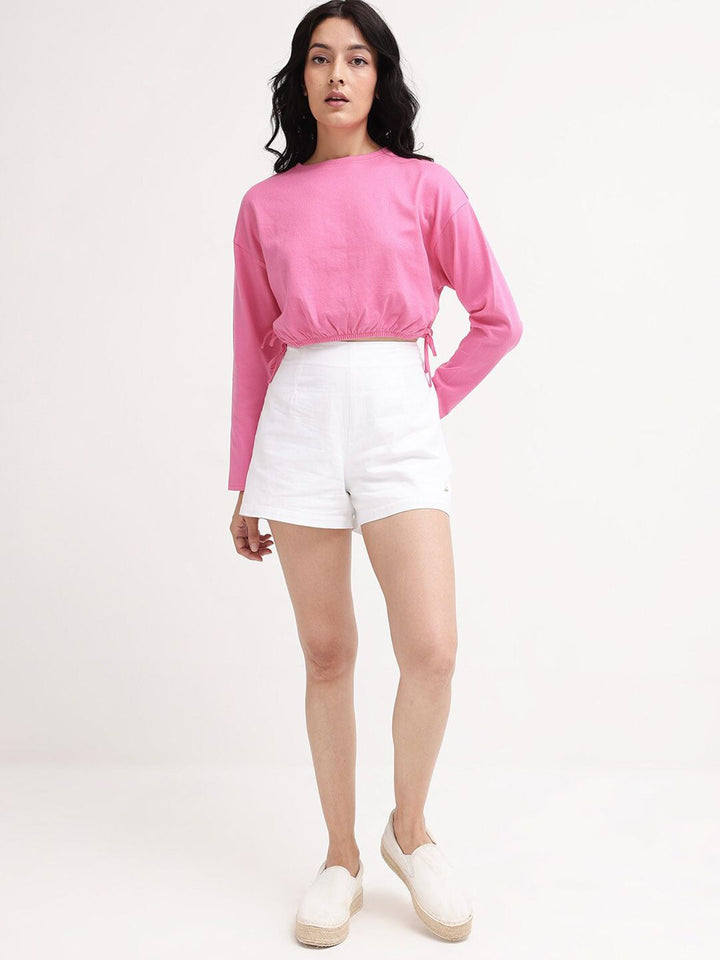 Rareism Cotton Blouson Crop Top