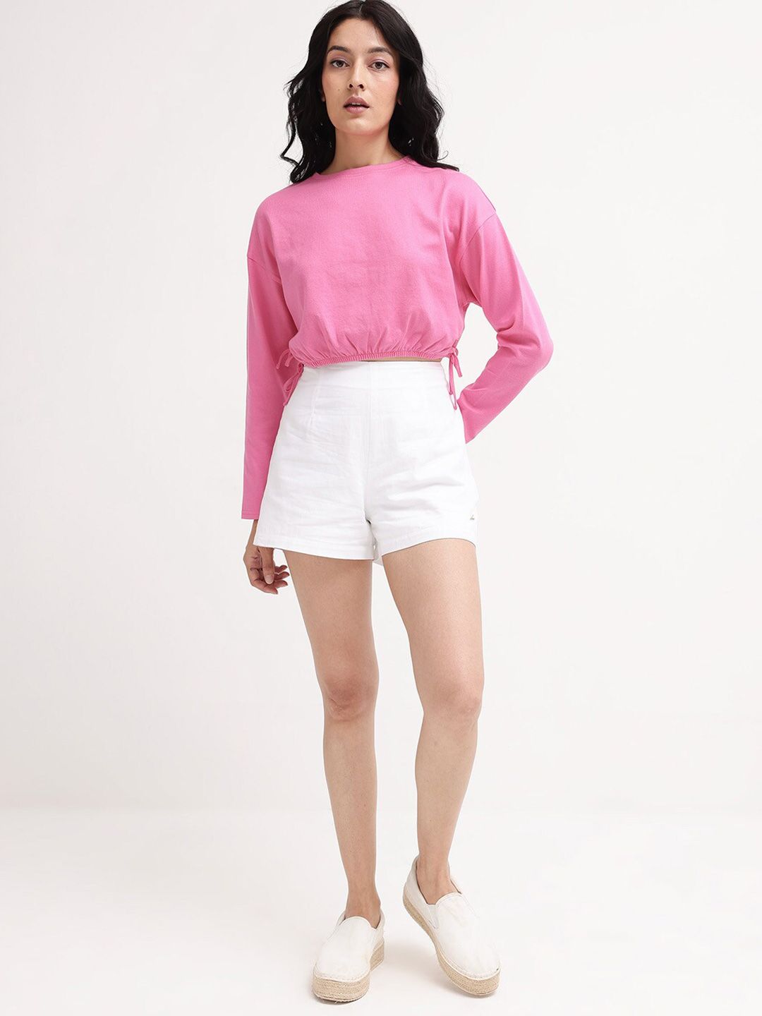 Rareism Cotton Blouson Crop Top