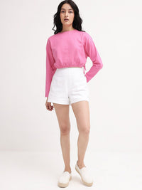 Rareism Cotton Blouson Crop Top