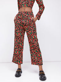 DressBerry Dark Floral Printed Romance Trousers