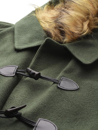 all about you Faux Fur Trim Toogle Closure Parka Coat