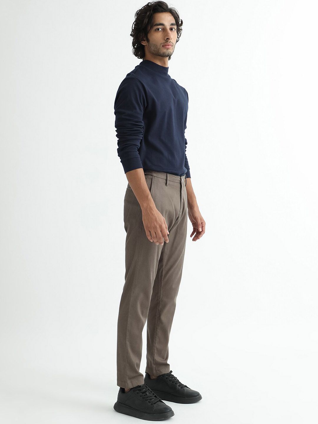 RARE RABBIT Men Slim Fit Mid-Rise Cotton Casual Trousers