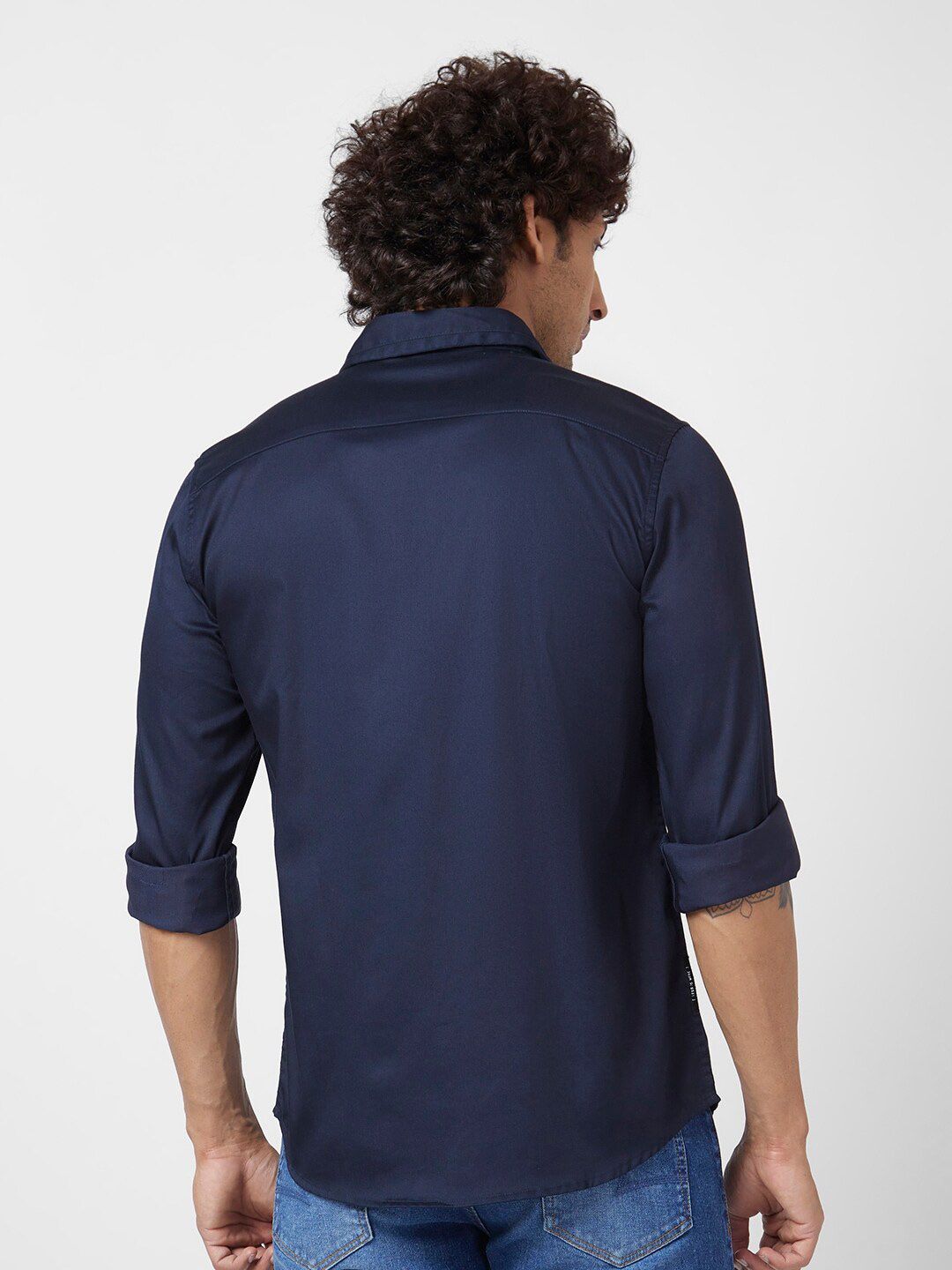 SPYKAR Spread Collar Classic Opaque Cotton Linen Casual Shirt
