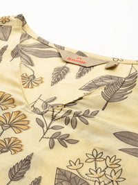 Anouk Floral Printed Pure Cotton Kurta With Trousers & Dupatta