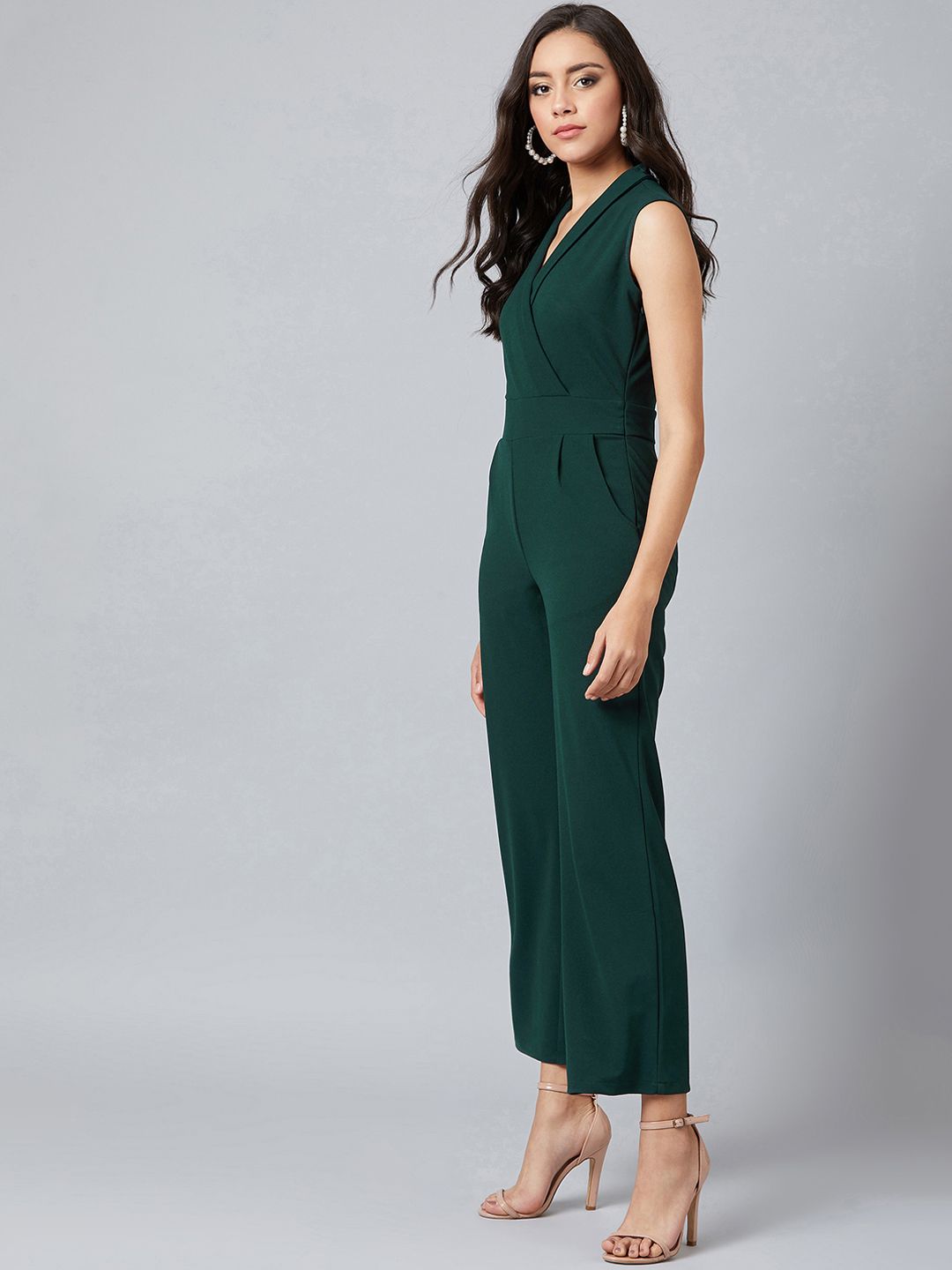 Athena Women Green Solid Basic Jumpsuit