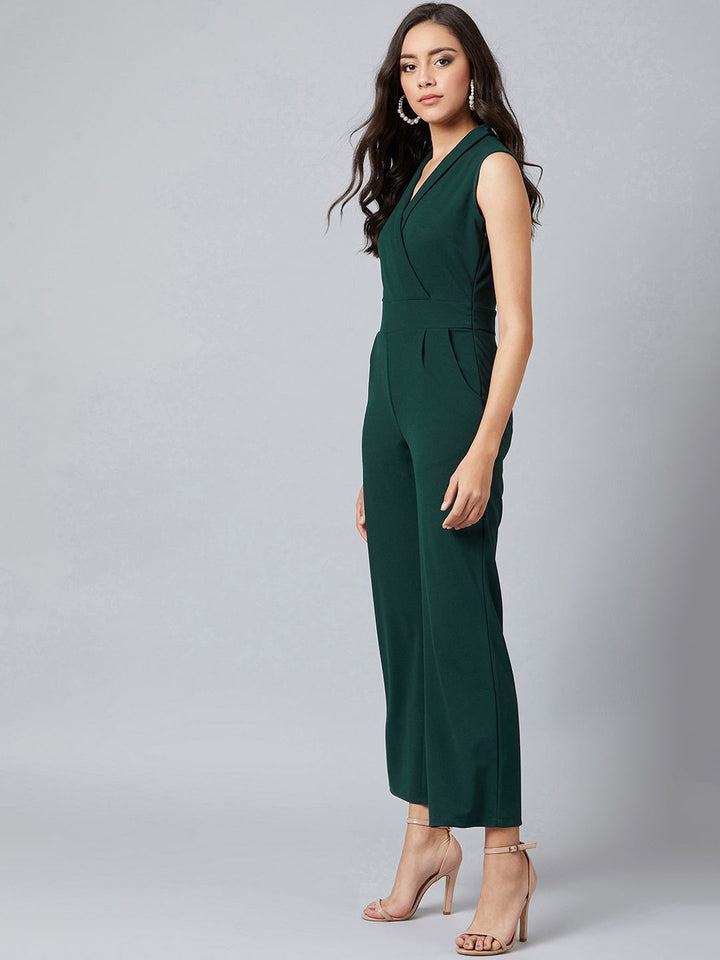 Athena Women Green Solid Basic Jumpsuit