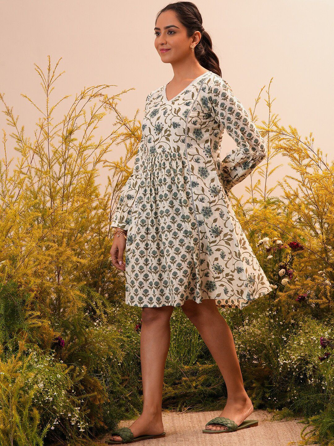 Libas Ethnic Motifs Print Cotton A-Line Dress