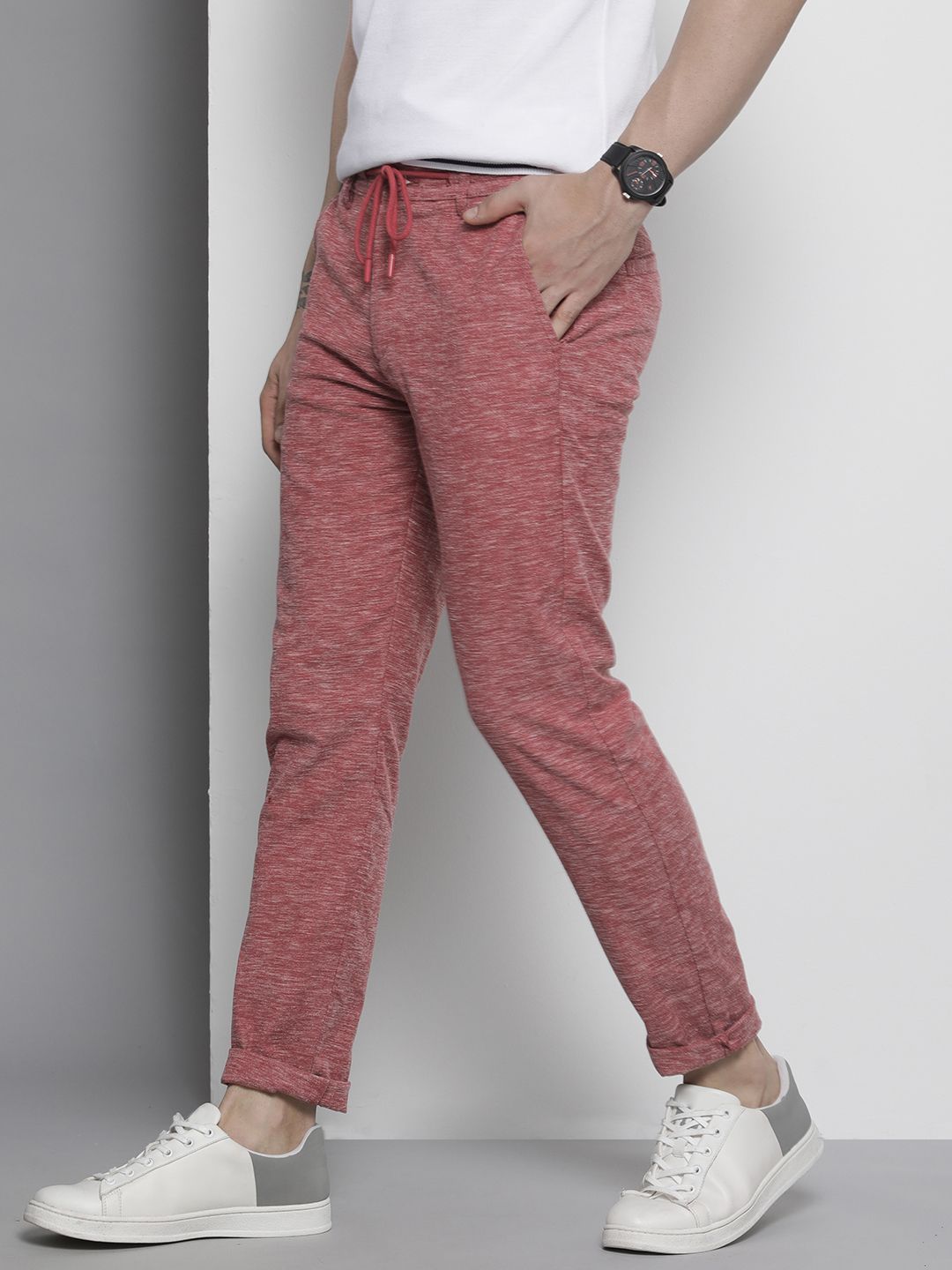 The Indian Garage Co Men Pink Joggers Trousers