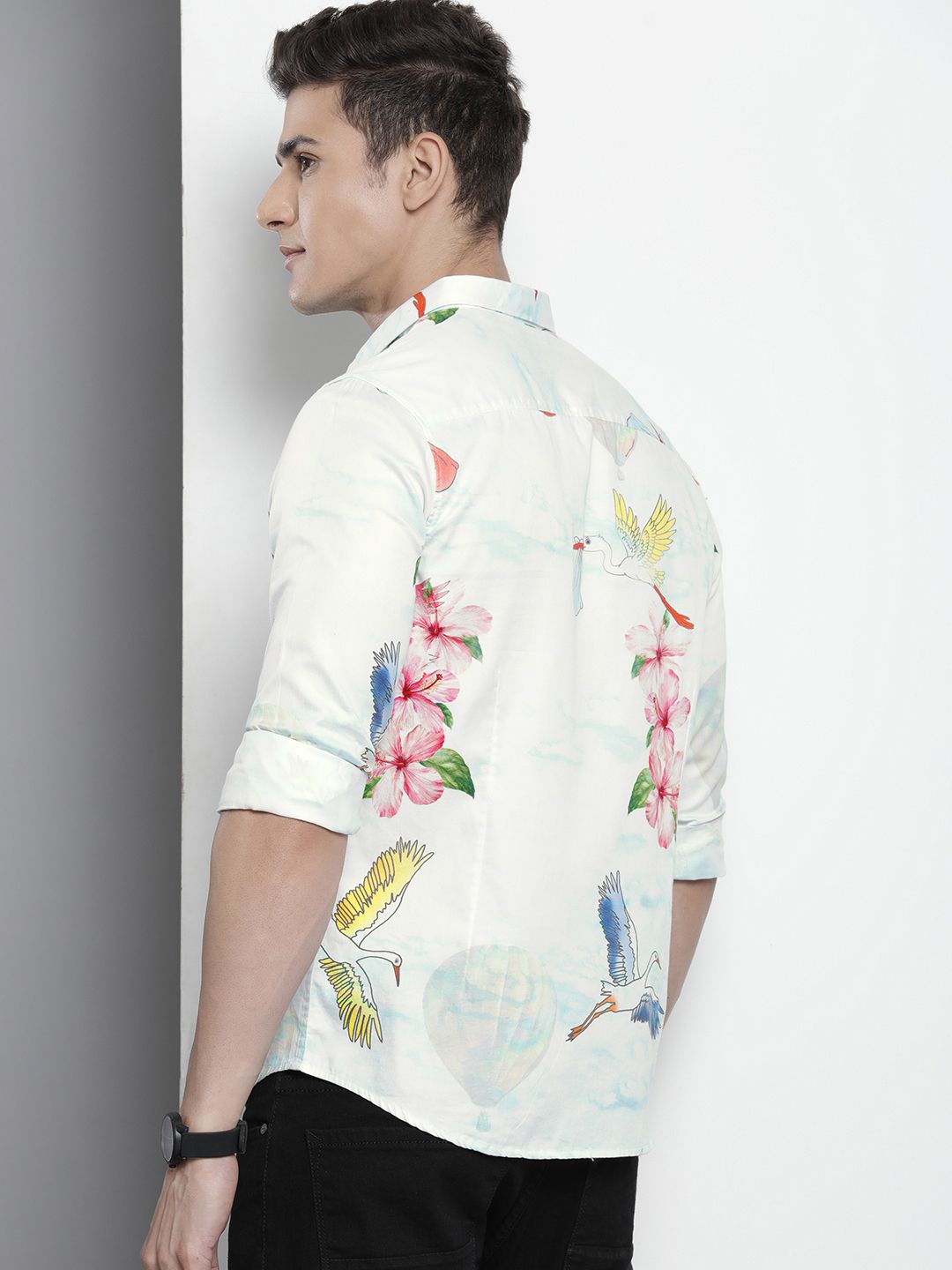 The Indian Garage Co Men Slim Fit Floral Printed Cotton Casual Shirt