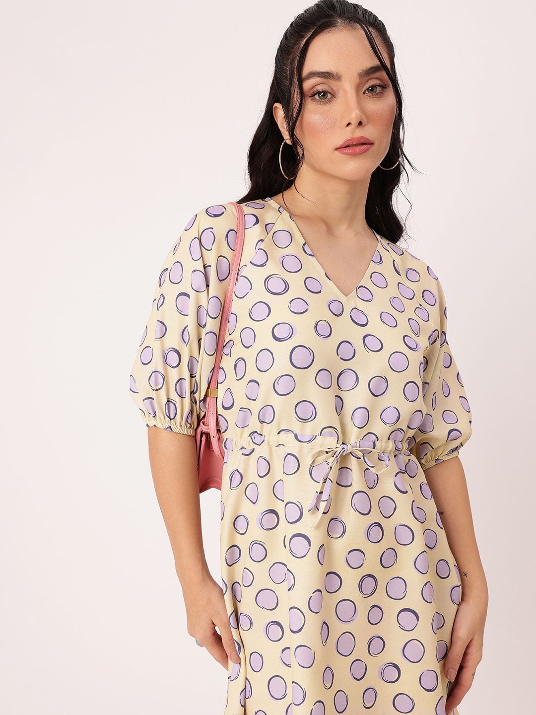 DressBerry Printed Waist Tie-Ups A-Line Mini Dress