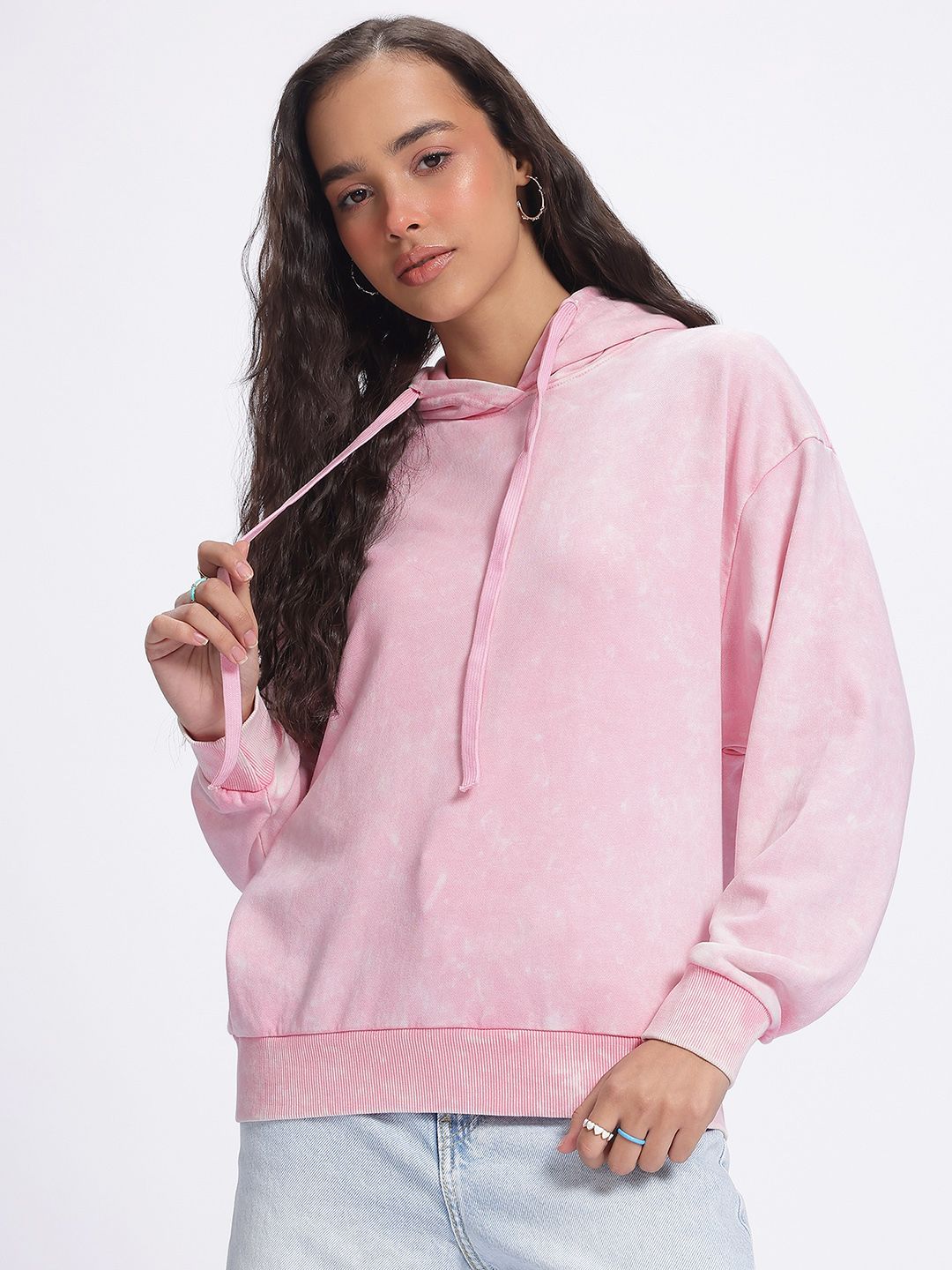DressBerry Dyed Drop-Shoulder Hooded Sweatshirt