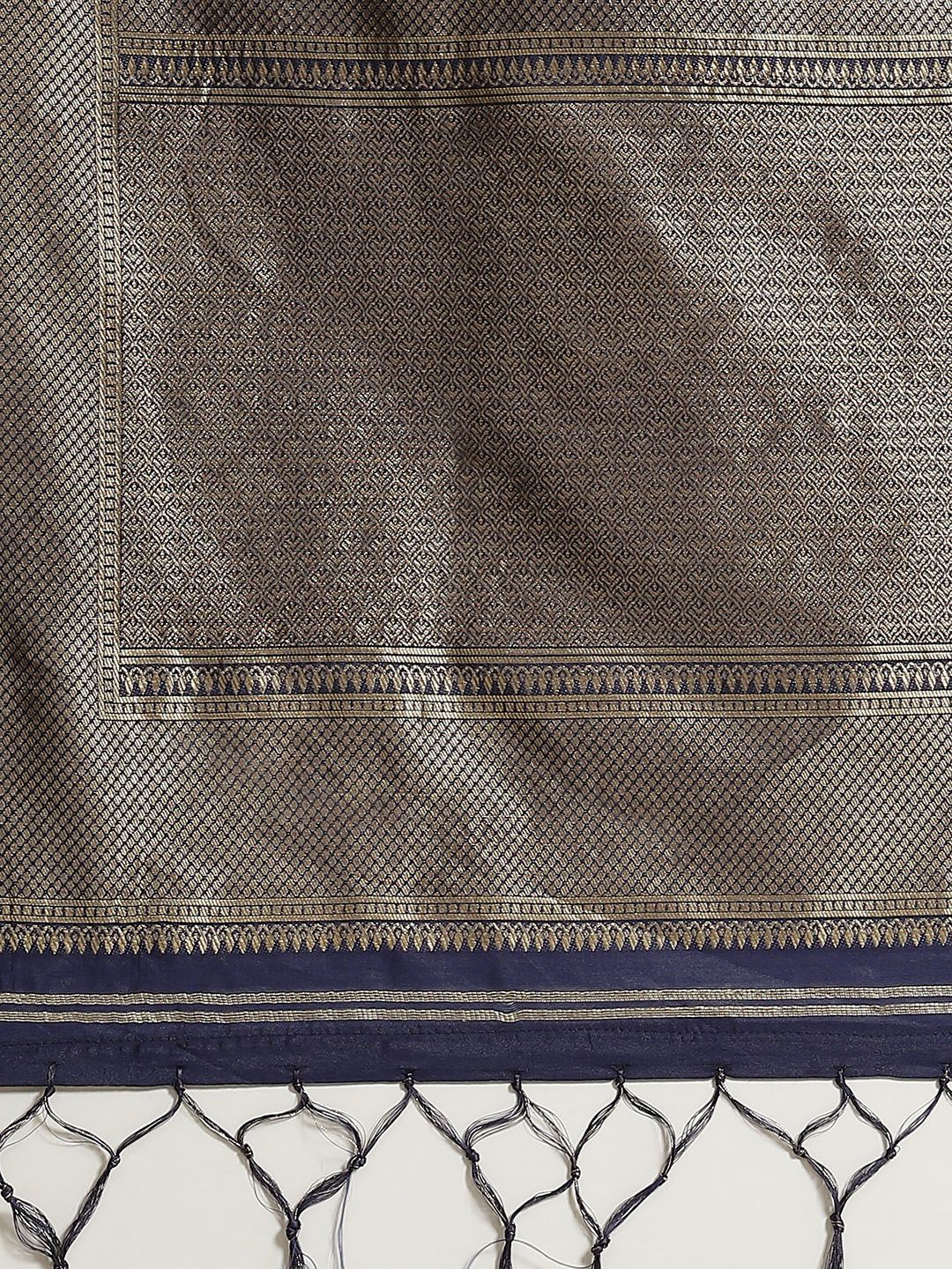 Saree mall Navy Blue & Golden Ethnic Woven Design Banarasi Saree