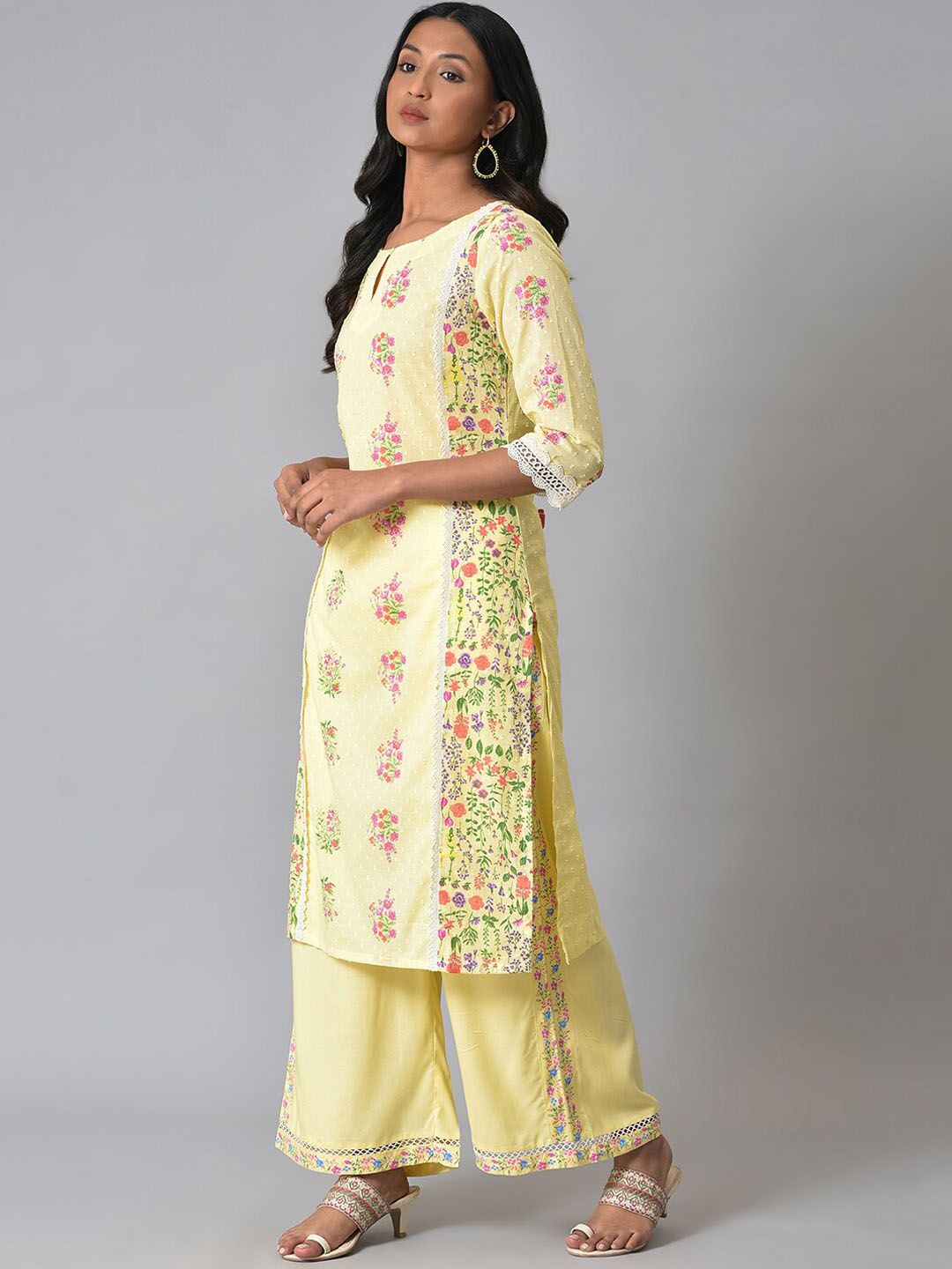 W Floral Printed Pure Cotton Kurta