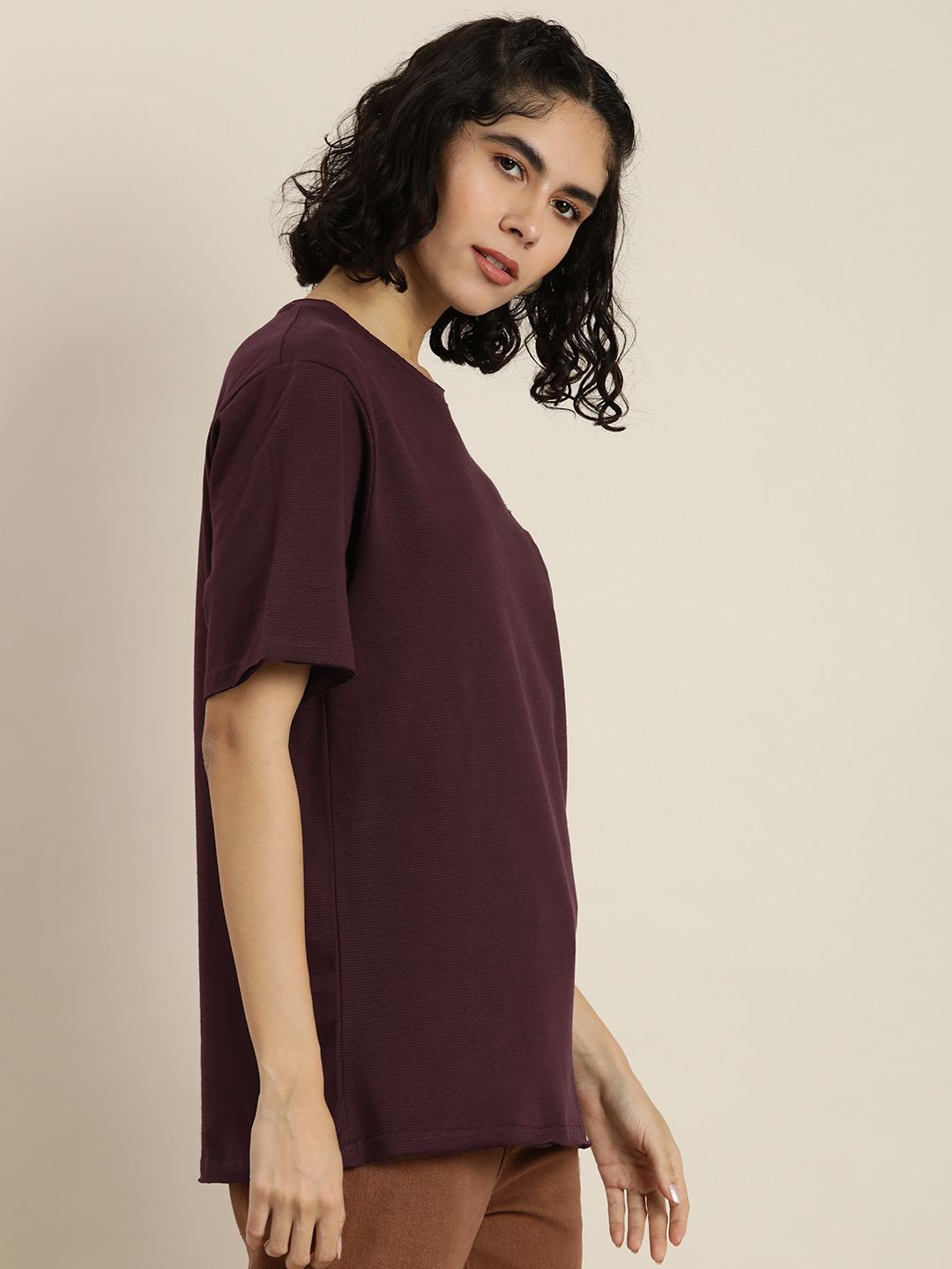 DILLINGER Womens Honeycomb Structure Oversized Tshirt