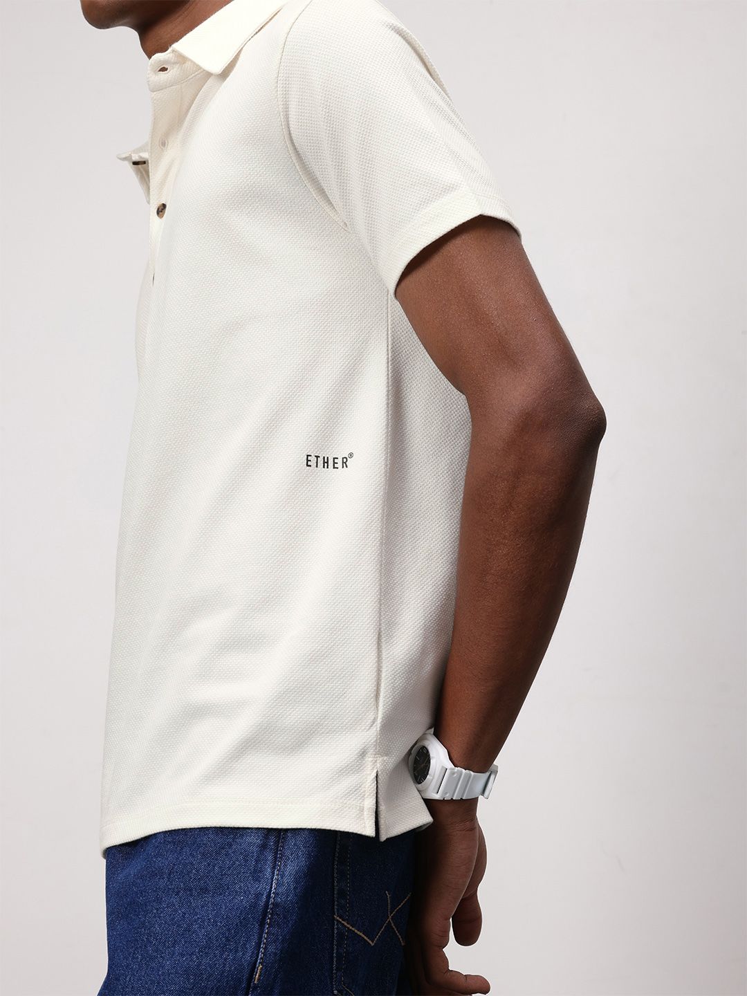 ether Kora Textured Polo Collar T-shirt