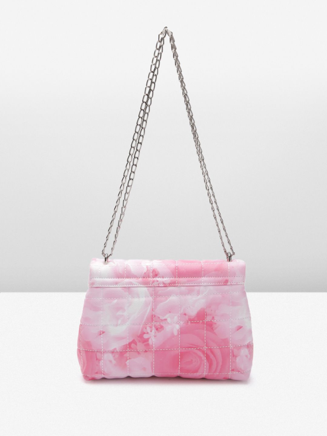 Lino Perros Floral Printed Structured Shoulder Bag with Quilted Detail