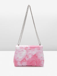 Lino Perros Floral Printed Structured Shoulder Bag with Quilted Detail