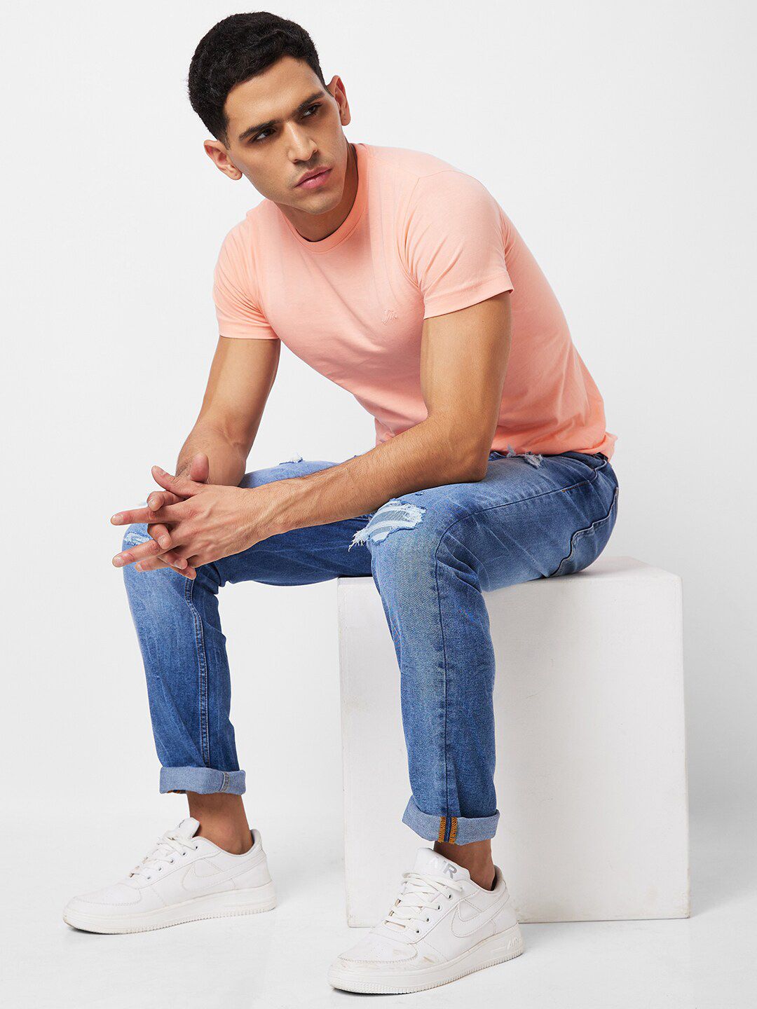 SPYKAR Men Skinny Fit Low-Rise Mildly Distressed Heavy Fade Jeans