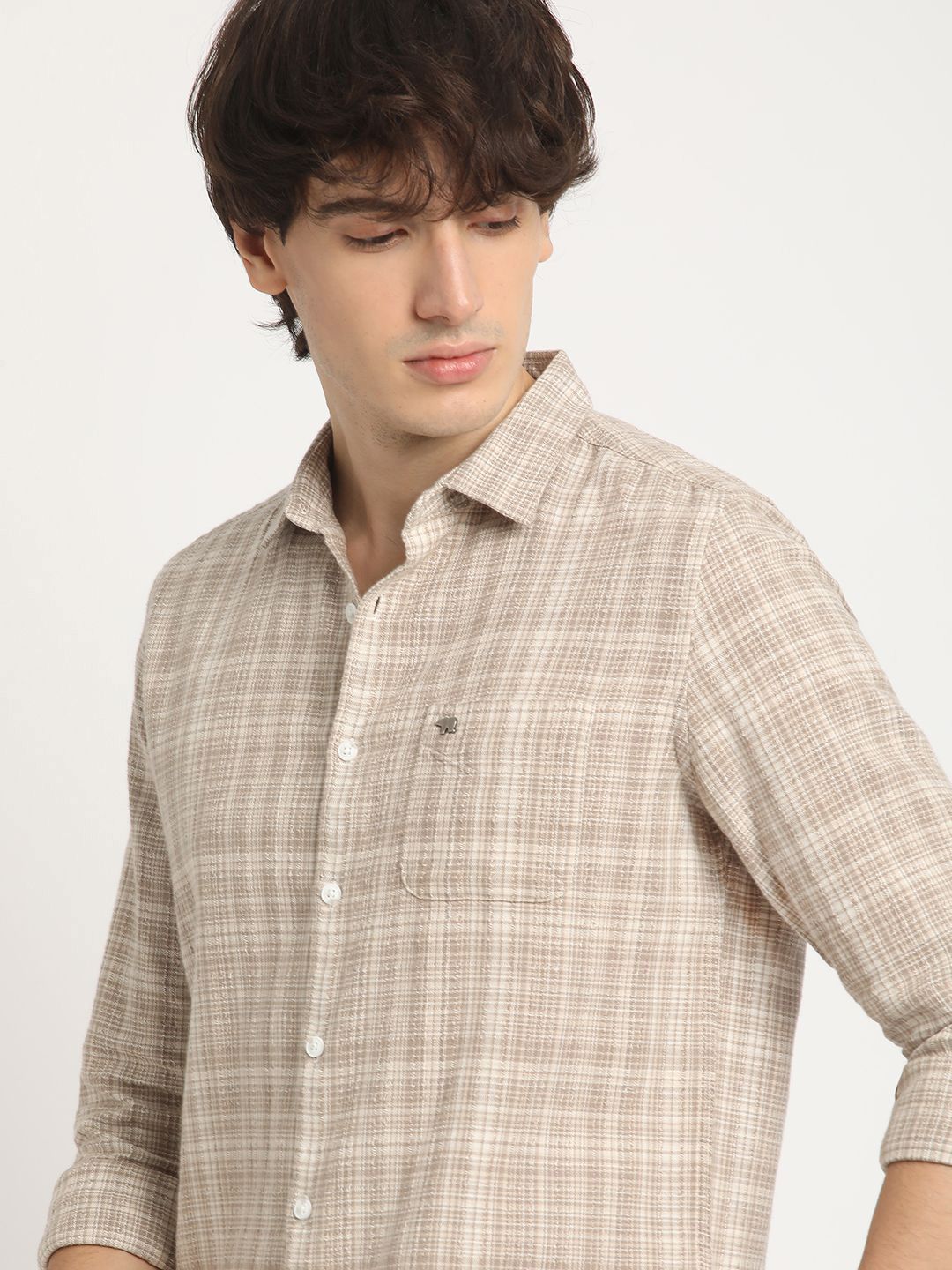 THE BEAR HOUSE Men's Checkered Slim Fit Casual Shit