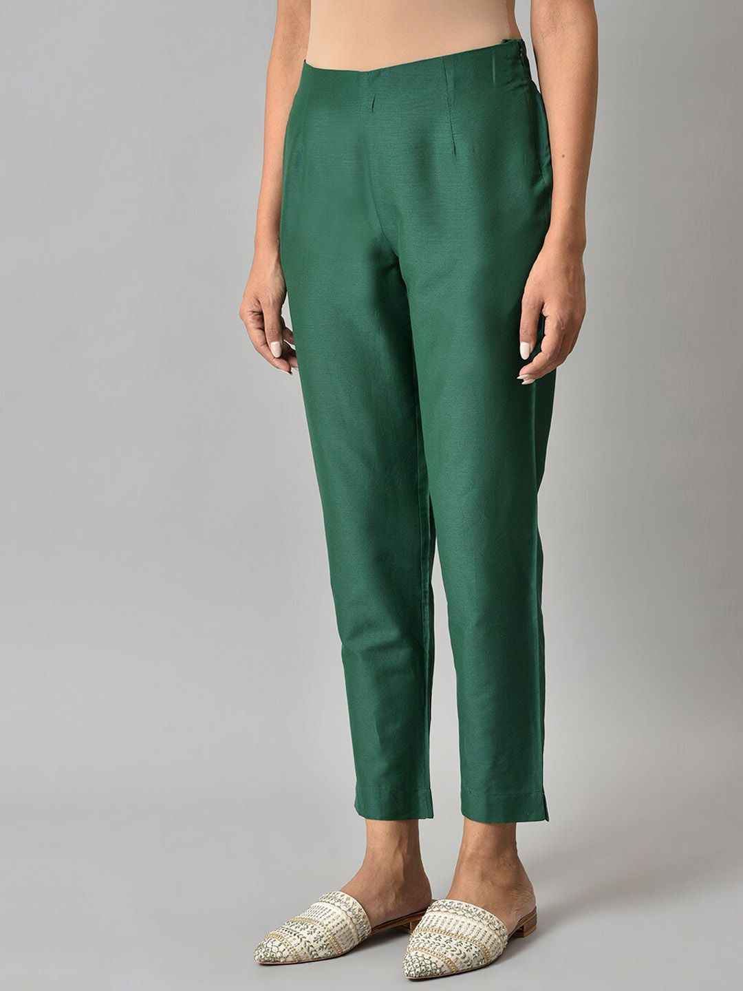 W Women Slim Fit Mid-Rise Cigarette Trousers