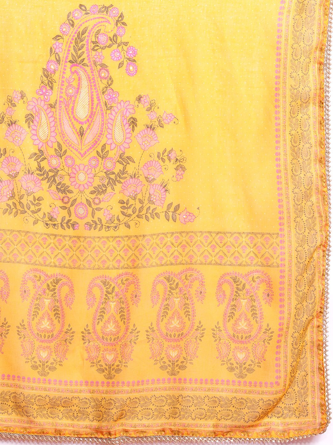 Anouk Women Floral Printed Angrakha Gotta Patti Kurta with Trousers & Dupatta
