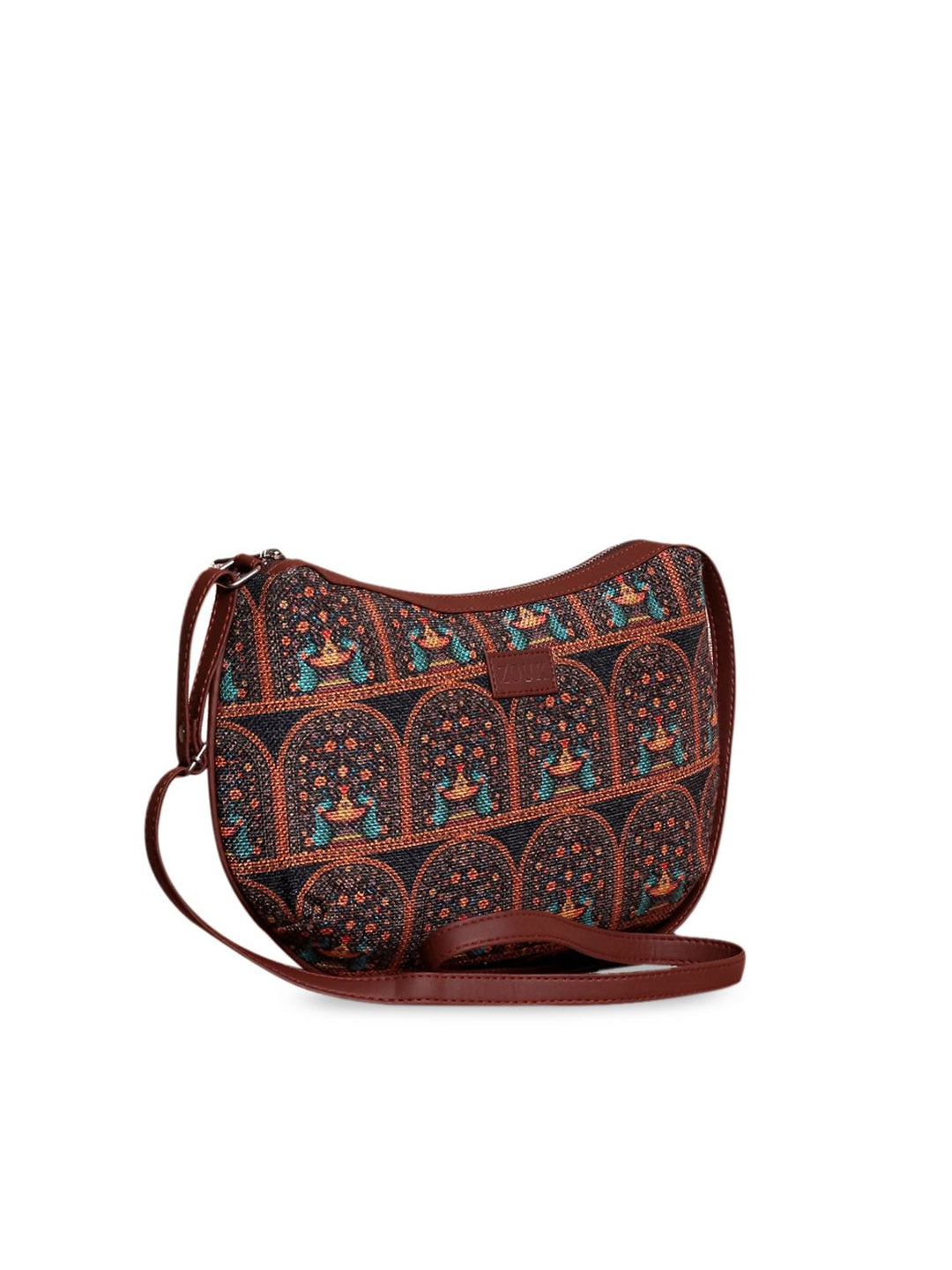 Motif etnik beraneka warna zouk beg sling separuh bulan