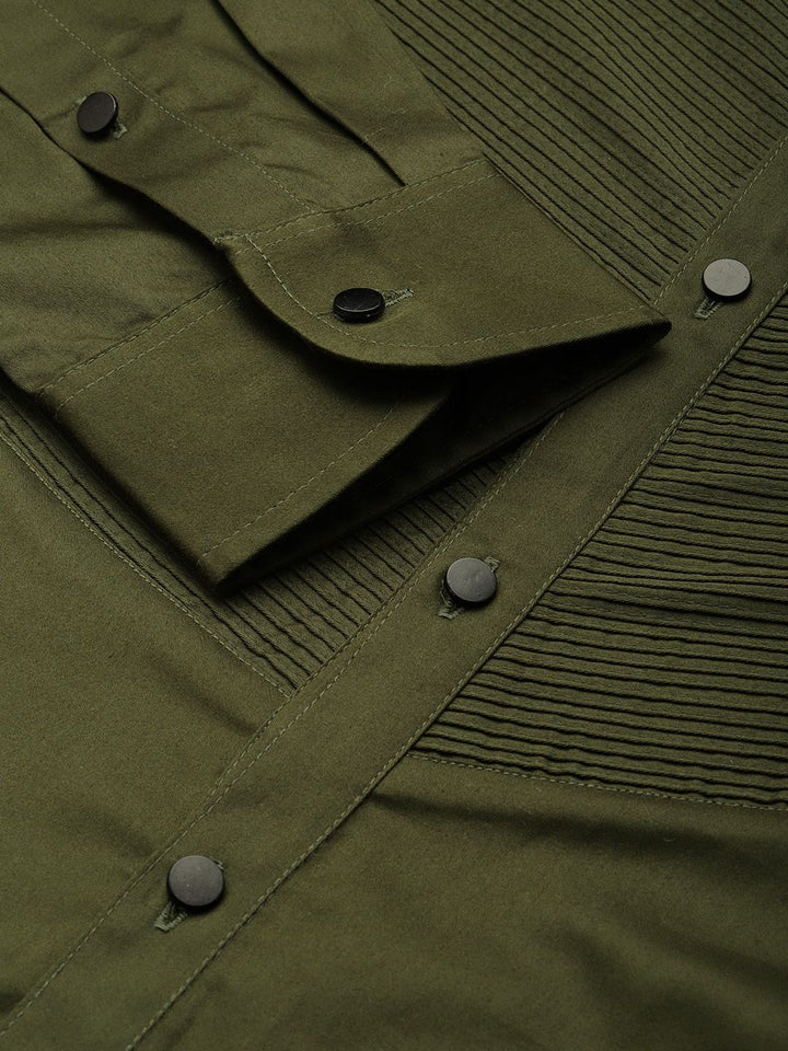 House of Pataudi Pure Cotton Pleated Opaque Party Shirt