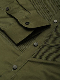 House of Pataudi Pure Cotton Pleated Opaque Party Shirt