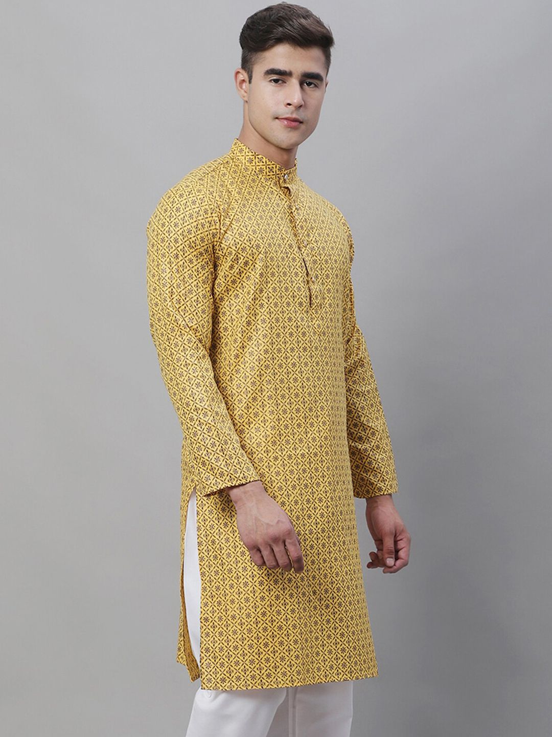 SOJANYA Kurta Kolar Bercetak Motif Etnik Mandarin