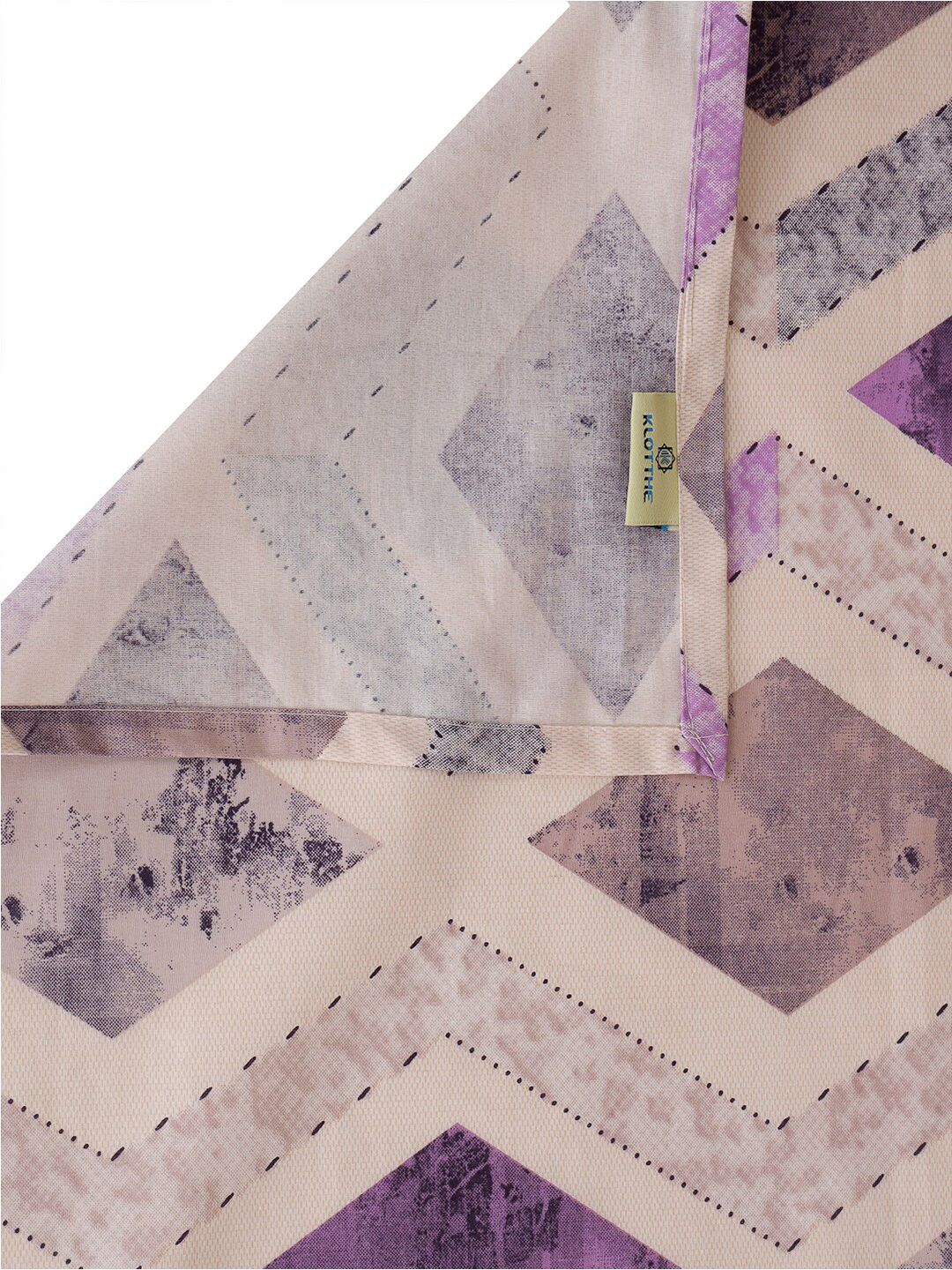 KLOTTHE Purple & White Printed 400 TC Pure Cotton Single Bedsheet With Pillow Cover