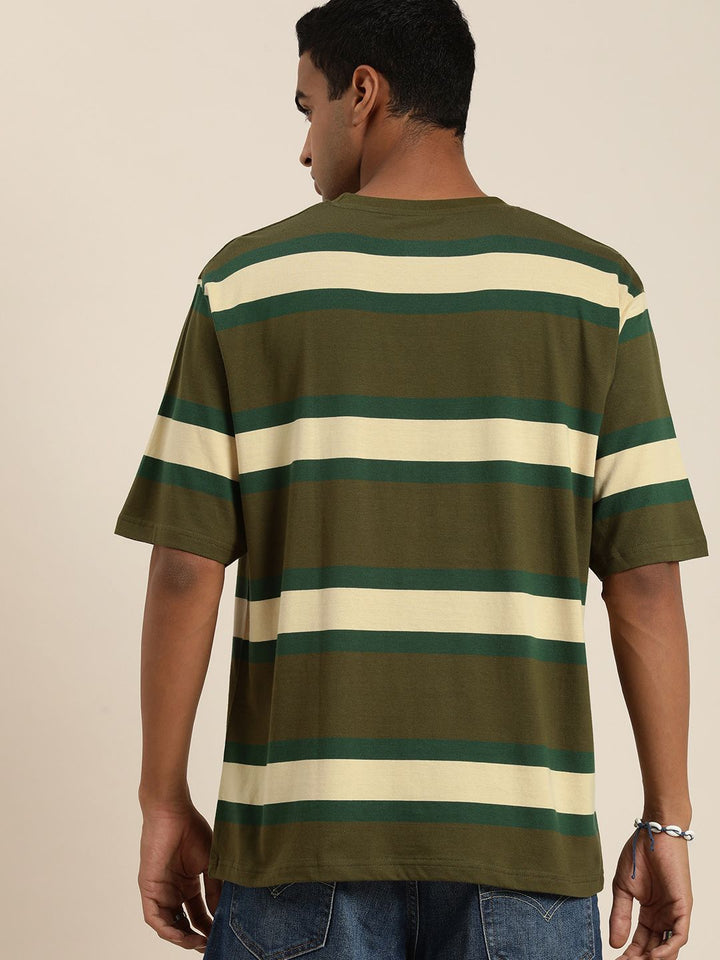 DILLINGER Men Striped Pure Cotton T-shirt