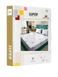 KLOTTHE White Floral Dilengkapi 400 TC Kapas Tulen Cadar Super King Dengan 2 Sarung Bantal