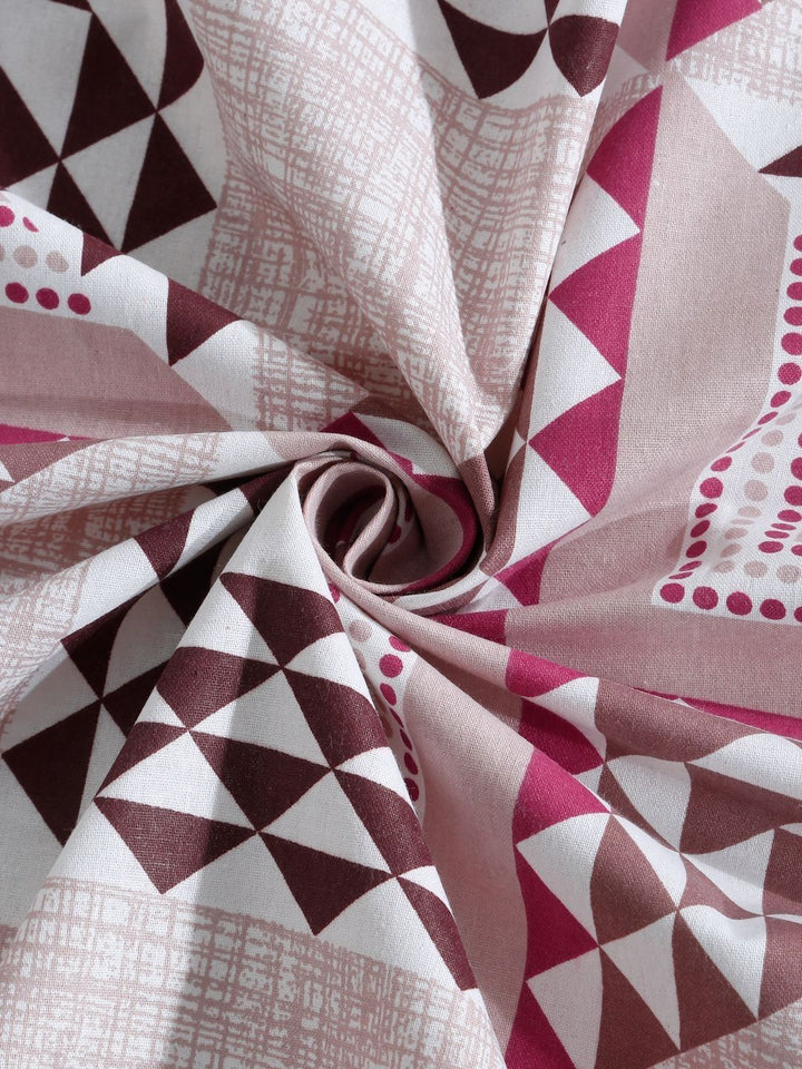 Myntra Elegant Homes Pink & White Geometric Cotton 400TC King Bedsheet Set 2.50 m x 2.25 m