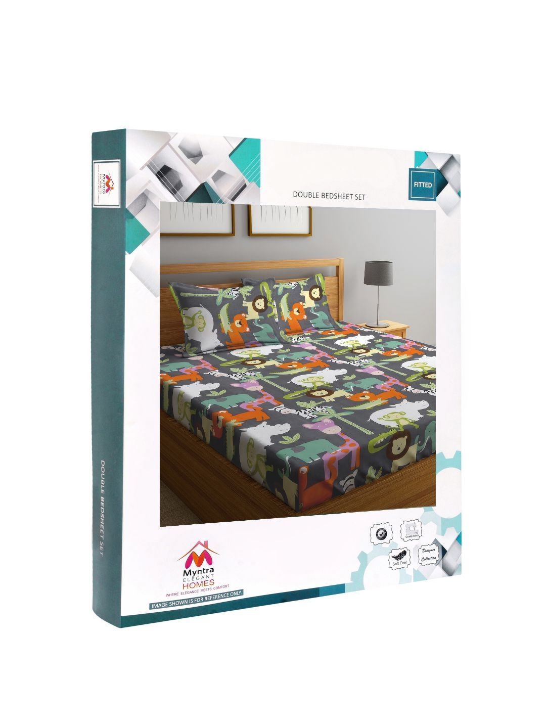 Myntra Elegant Homes Kids Grey & White Printed Set Cadar King 300 TC 2.5 x 2.2 m