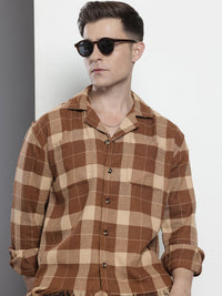 The Indian Garage Co Pure Cotton Checked & Textured Relaxed Fit Casual Shirt