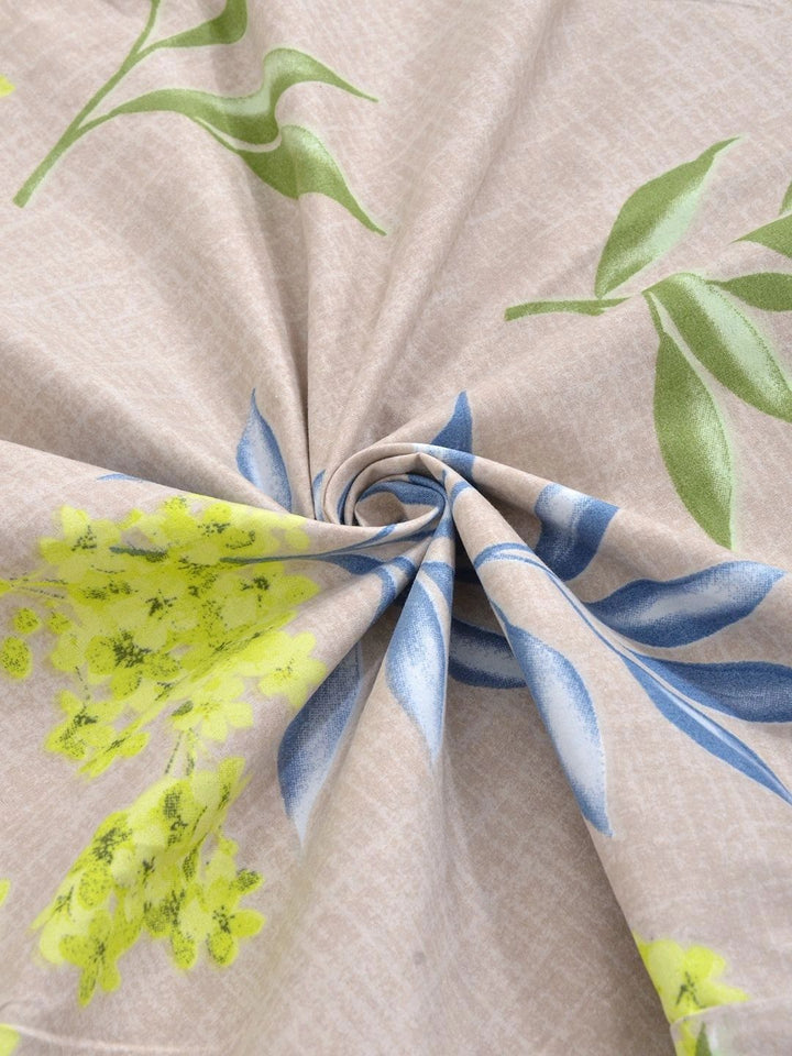 Moda Rapido X KLOTTHE Beige & Green Floral 300 TC Cadar Katil Single dengan 1 Sarung Bantal