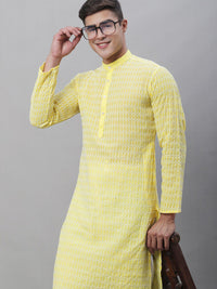 SOJANYA Mandarin Collar Ethnic Motifs Embroidered Regular Pure Cotton Kurta with Churidar