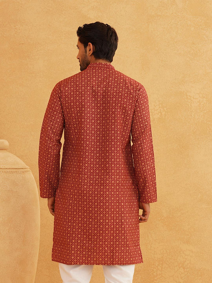 SOJANYA Ethnic Motifs Printed Mandarin Collar Cotton Linen Kurta