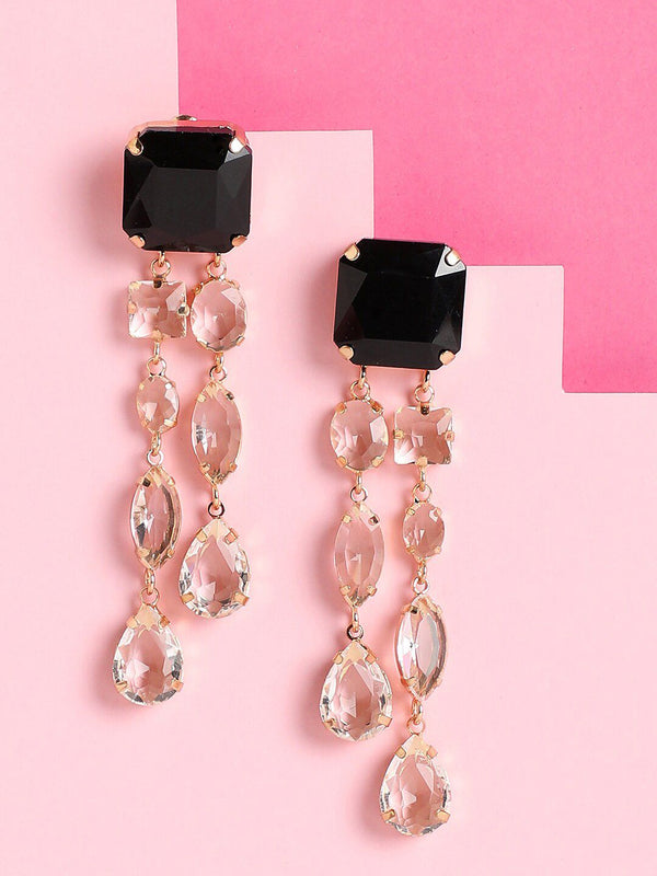 SOHI Gold-Plated Contemporary Drop Earrings